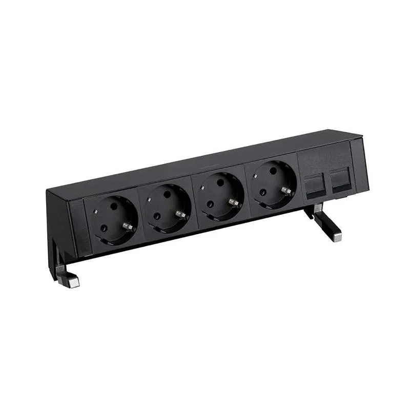 Simon 400 台式插座组合 4х2P+E 适配器 2хRJ45 单体模块 黑色 Simon 42504020-138
