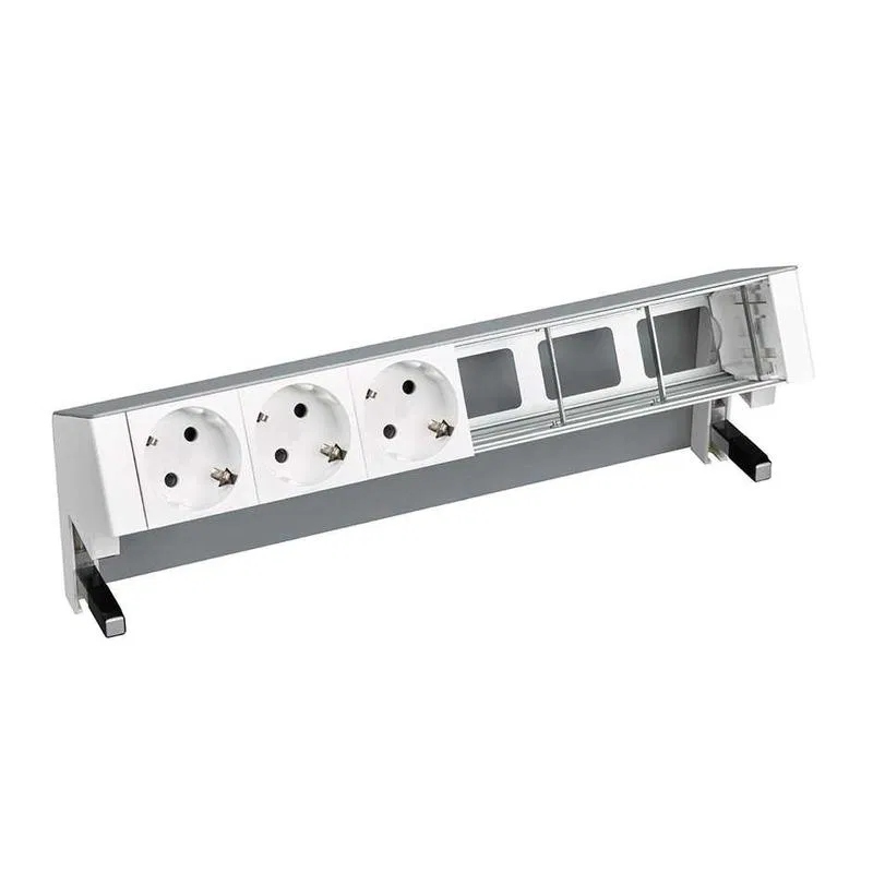 Блок розеточный настольный 3х2P+E 3 пустых мод. алюм. Simon 400 42603000-133