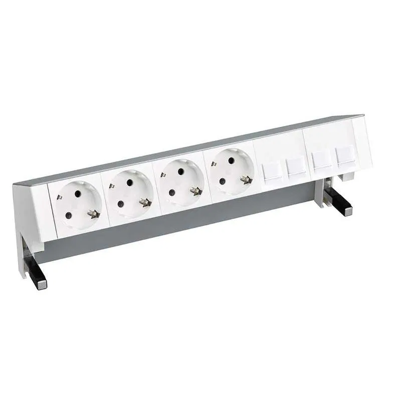 Desktop socket unit Simon 400 4x2P+E adapter for 4xRJ45 aluminum monoblock Simon 42604040-133
