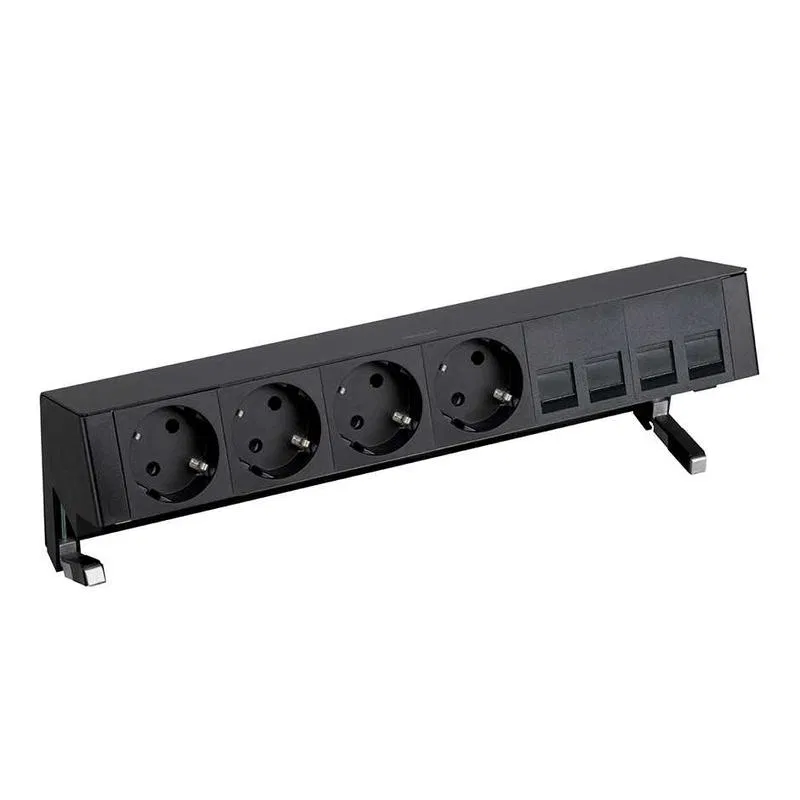 Desktop socket unit Simon 400 4x2P+E adapter for 4xRJ45 monoblock black Simon 42604040-138