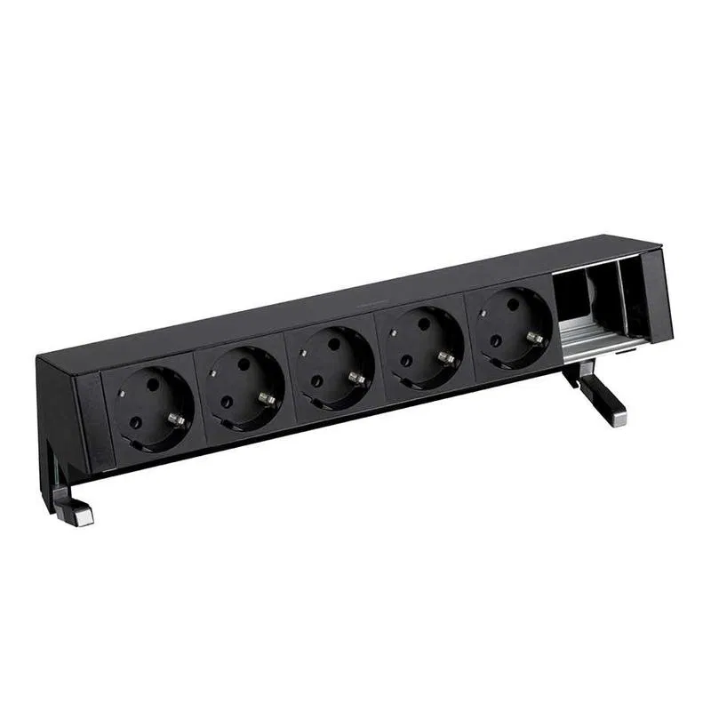 Desktop socket outlet block 5x2P+E 1 empty mod. black Simon 400 42605000-138