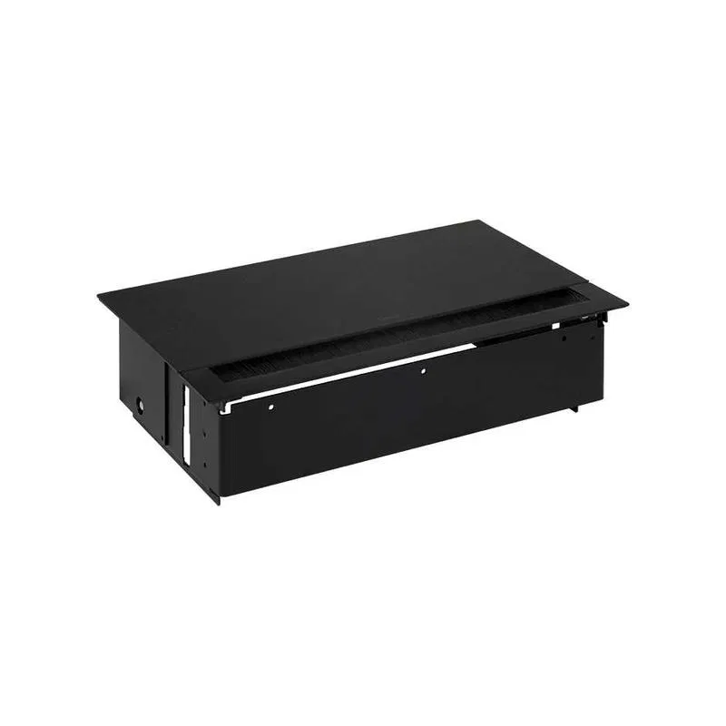 Flush-mounted socket outlet unit with cover, brush entry, 3x2P+E, 2xUSB charging device, 1 empty module, black, Simon 400 44523000-138