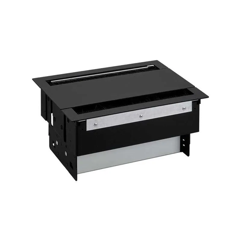 双面带盖嵌入式插座盒，6x2P+E 刷毛入口，2个空位，黑色 Simon 400 46403000-138