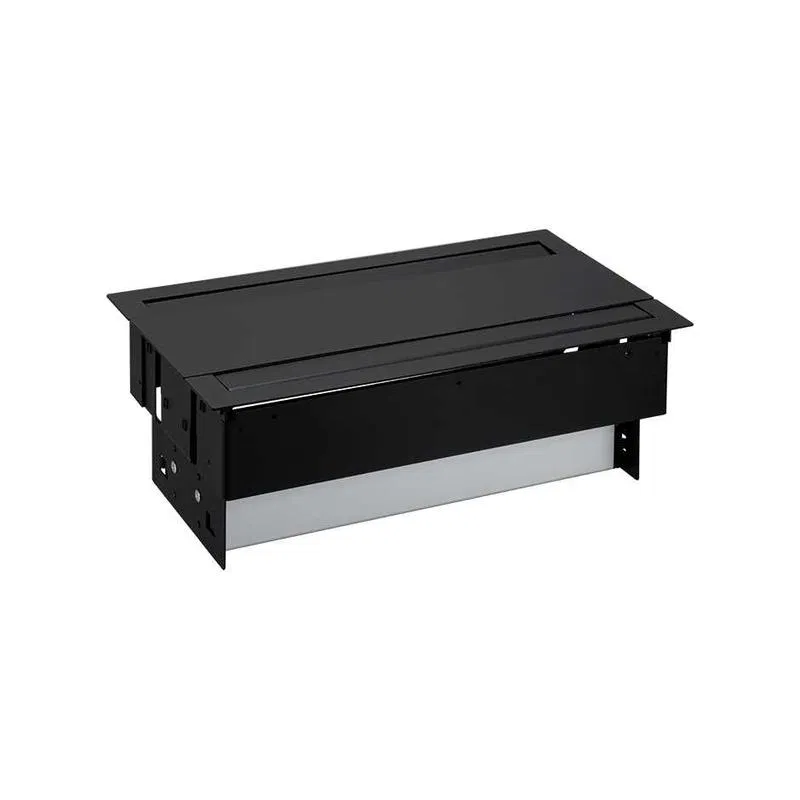 双面带盖嵌入式插座盒，含金属进线孔 10x2P+E，2个空位，黑色 Simon 400 47605000-138