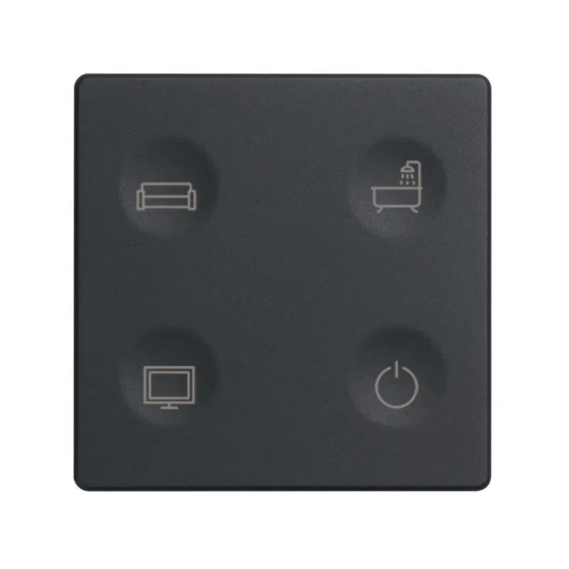 Выключатель сенсорный 4-кл. СП Simon 82 Sense IP20 с тематич. маркир. Т1 графит Simon 8000643-038
