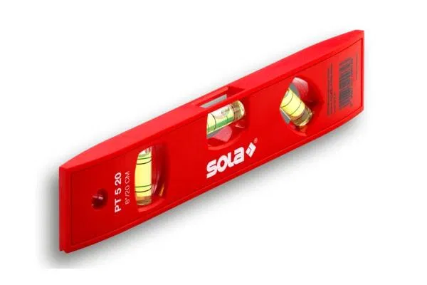 Plastic level PT 5 L=20cm 3 sight glasses accuracy 1.50mm/m SOLA 01430201