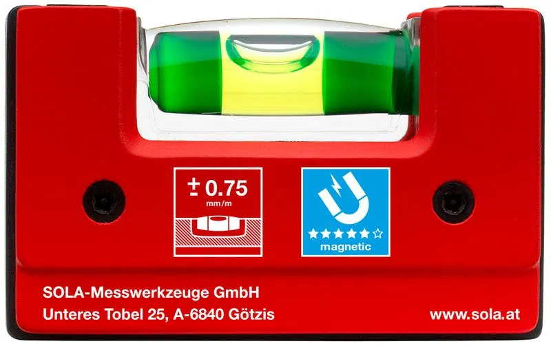Уровень компактный магнитный GO! Magnetic с креплением 1 глазок точн. 0.75мм/м SOLA 01621201