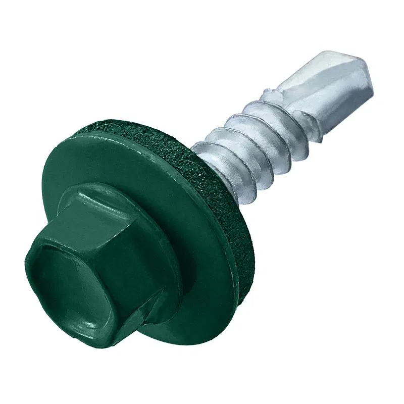 Саморез кровельный 5.5х19 RAL 6005 зел. мох (коробка) (уп.60шт) СТРОЙМЕТИЗ 299551