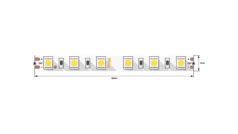 Лента светодиодная стандарт 5050 60LED/м 14.4Вт/м тепл. бел. 24В IP20 (уп.5м) SWG Standard 00-00006318