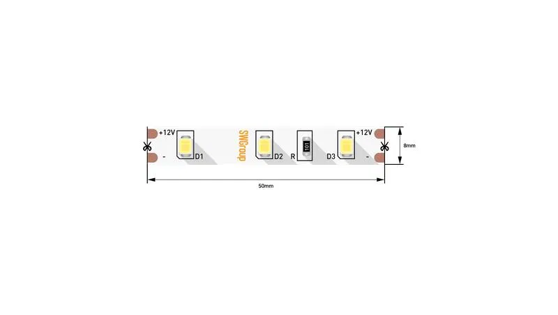 Лента светодиодная стандарт 2835 60LED/м 4.8Вт/м тепл. бел. 12В IP20 со скотчем 3М (уп.5м) SWG Standard 00-00007259