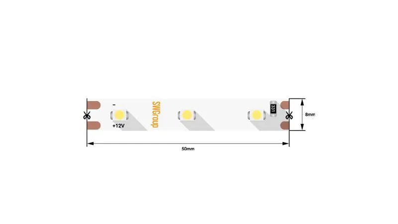 Лента светодиодная стандарт 3528 60LED/м 4.8Вт/м тепл. бел. 12В IP20 со скотчем 3М (уп.5м) SWG Standard 00-00009252