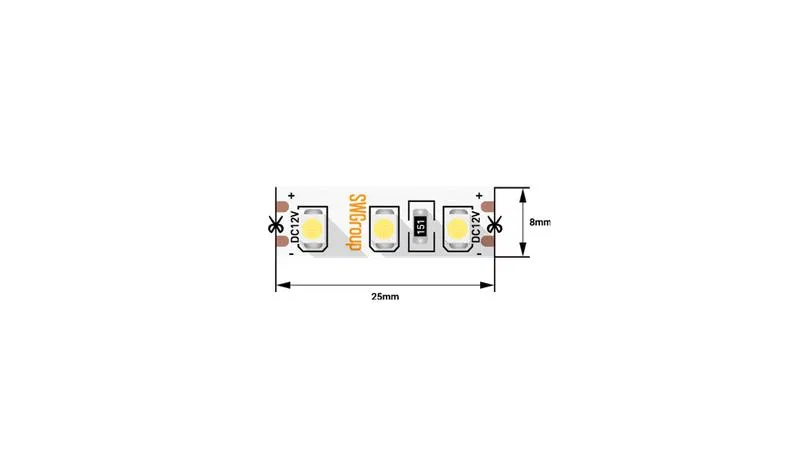 Лента светодиодная стандарт 3528 120LED/м 9.6Вт/м зел. 12В IP20 со скотчем 3М (уп.5м) SWG Standard 00-00009699