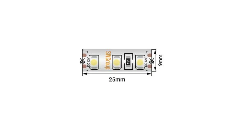 Лента светодиодная стандарт 2835 120LED/м 9.6Вт/м холод. бел. 12В IP66 со скотчем 3М (уп.5м) SWG Standard 00-00018955