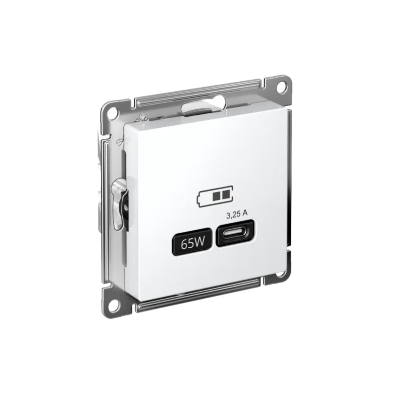Розетка USB AtlasDesign тип C 65Вт QC PD высокоскор. ЗУ механизм бел. SE ATN000127 Systeme Electric