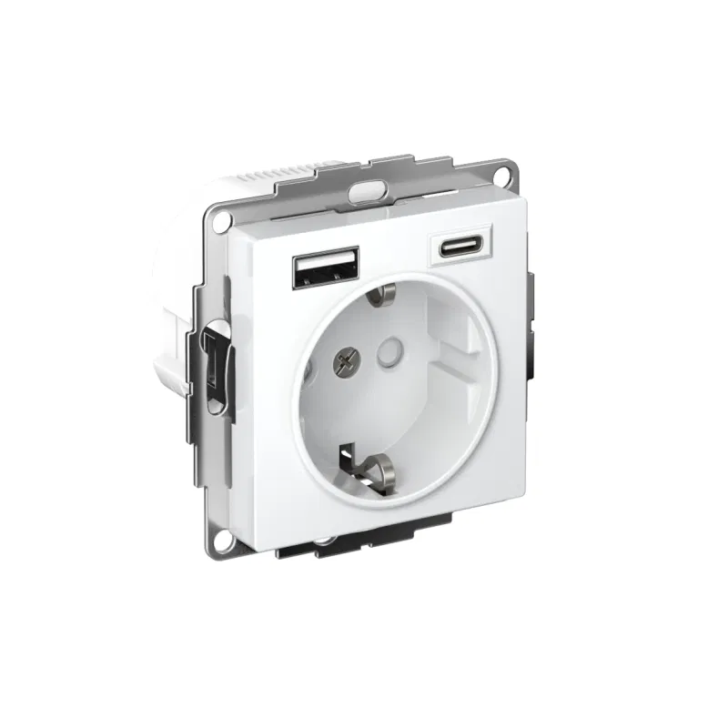 Розетка AtlasDesign 16А с 2-мя заряд. устройствами USB тип A+C 5В/2.4А 2х5В/1.2А механизм бел. SE ATN000132 Systeme Electric