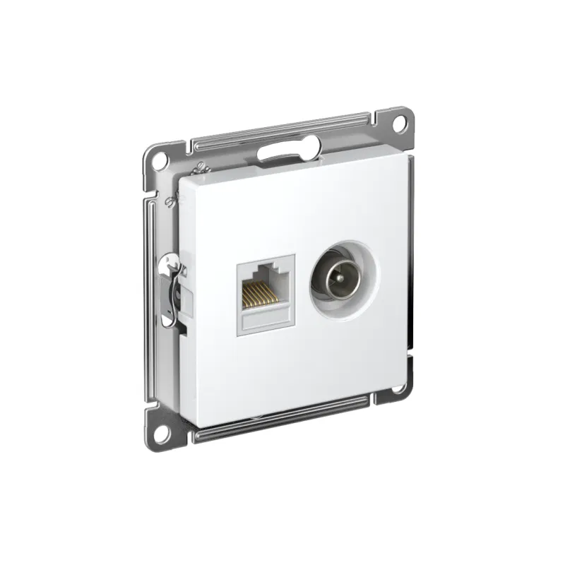 Розетка компьютерная + телевизионная 2-м СП AtlasDesign RJ45 кат.5E + TV механизм бел. SE ATN000189 Systeme Electric