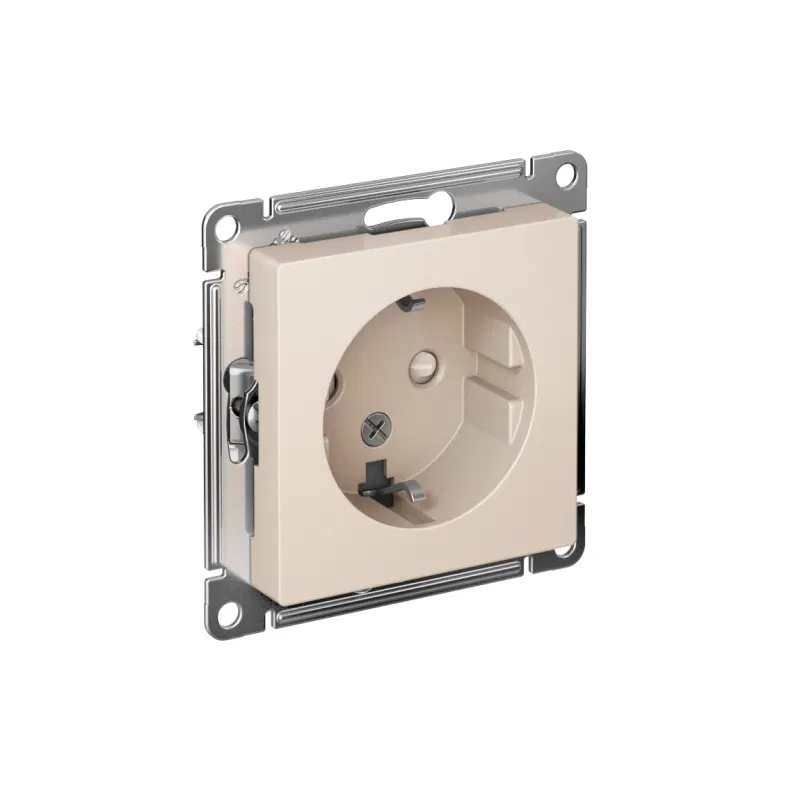 Розетка 1-м СП AtlasDesign 16А IP20 с заземл. защ. шторки механизм беж. SE ATN000245 Systeme Electric
