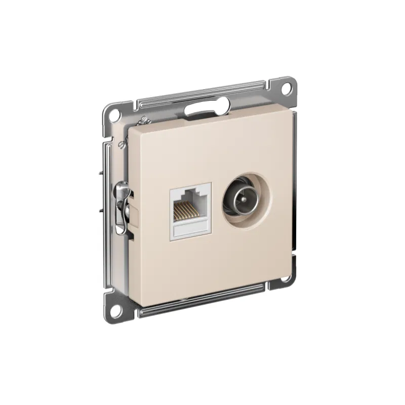 Розетка компьютерная + телевизионная 2-м СП AtlasDesign RJ45 кат.5E + TV механизм беж. SE ATN000289 Systeme Electric
