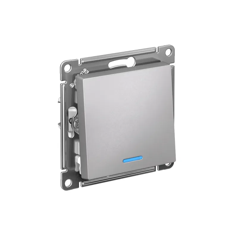 Выключатель 1-кл. СП AtlasDesign 10А IP20 (сх. 1а) 10AX с подсветкой механизм алюм. SE ATN000313 Systeme Electric