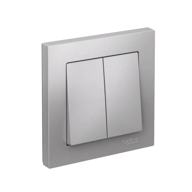 Выключатель 2-кл. СП AtlasDesign 10А IP20 (сх. 5) 10AX в сборе алюм. SE ATN000352 Systeme Electric