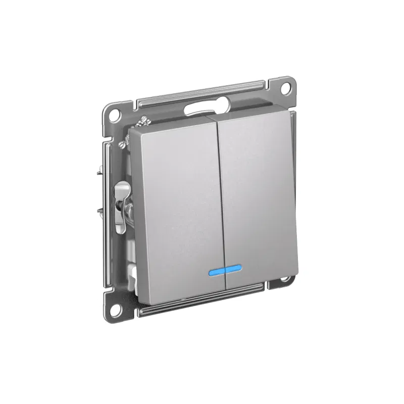 Выключатель 2-кл. СП AtlasDesign 10А IP20 (сх. 5а) 10AX с подсветкой механизм алюм. SE ATN000353 Systeme Electric