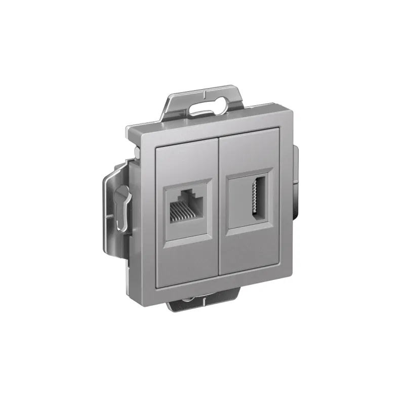 Розетка 2-м СП AtlasDesign HDMI + RJ45 кат.5E механизм алюм. SE ATN000382 Systeme Electric