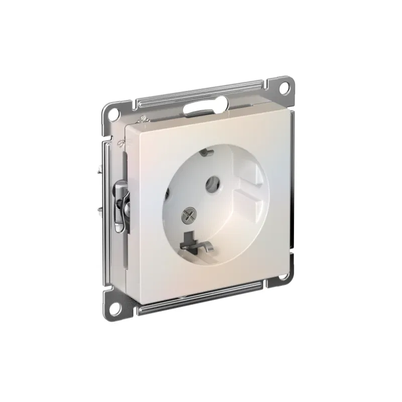 Розетка 1-м СП AtlasDesign 16А IP20 с заземл. механизм жемчуж. SE ATN000443 Systeme Electric