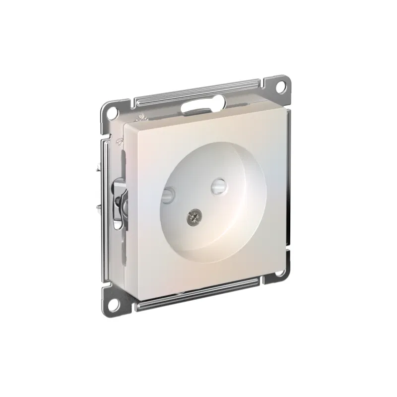 Socket 1-gang SP AtlasDesign 16A IP20 without grounding protective shutters pearl mechanism SE ATN000449 Systeme Electric
