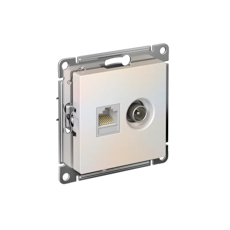 Розетка компьютерная + телевизионная 2-м СП AtlasDesign RJ45 кат.5E + TV механизм жемчуж. SE ATN000489 Systeme Electric
