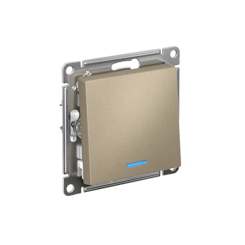 Переключатель проходной 1-кл. СП AtlasDesign 10А IP20 (сх. 6а) 10AX с подсветкой механизм шампань SE ATN000563 Systeme Electric