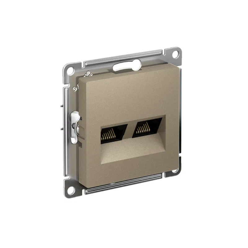 Розетка компьютерная 2-м AtlasDesign RJ45 кат.6A механизм шампань SE ATN000588 Systeme Electric