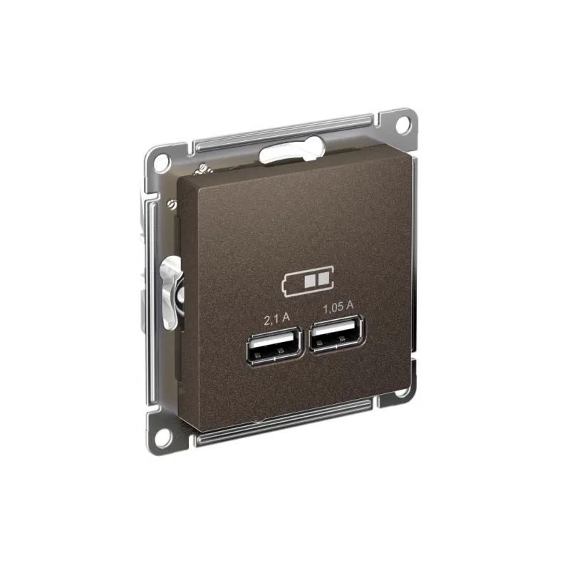 ATLASDESIGN USB РОЗЕТКА A+A, 5В/2,1 А, 2х5В/1,05 А, механизм, МОККО