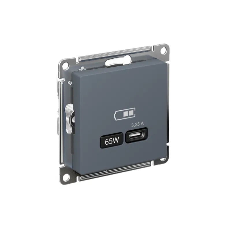 Розетка USB AtlasDesign тип C 65Вт QC PD высокоскор. ЗУ механизм грифель SE ATN000727 Systeme Electric