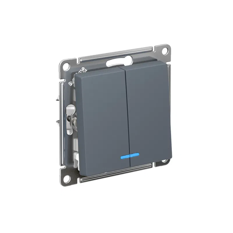 Выключатель 2-кл. СП AtlasDesign 10А IP20 (сх. 5а) 10AX с подсветкой механизм грифель SE ATN000753 Systeme Electric