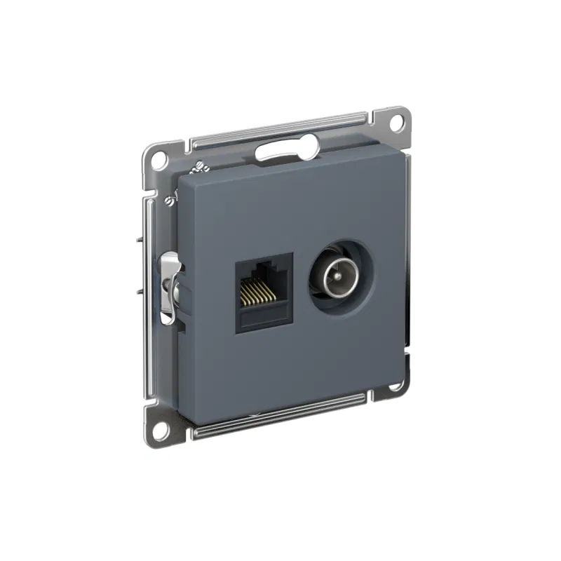 Розетка компьютерная + телевизионная 2-м СП AtlasDesign RJ45 кат.5E + TV механизм грифель SE ATN000789 Systeme Electric