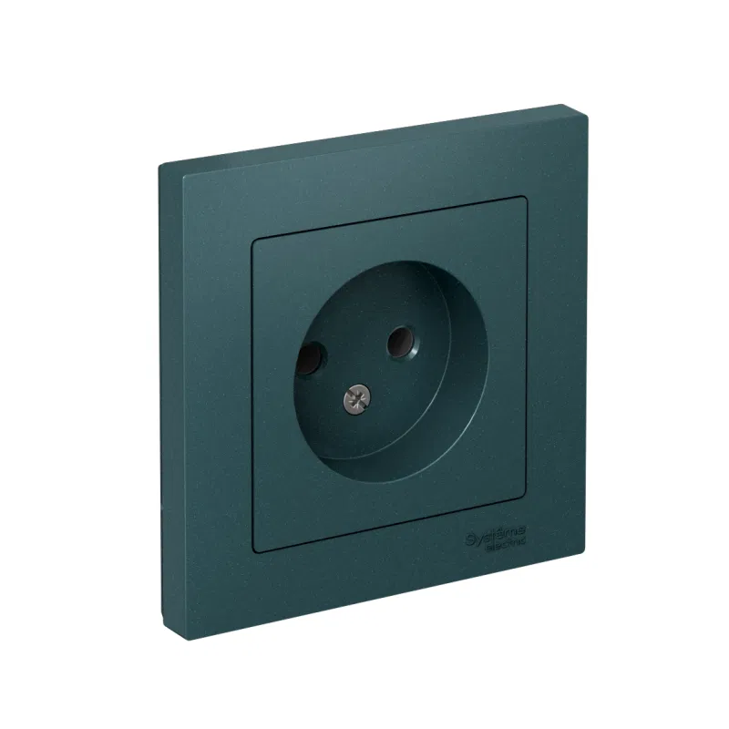 ATLASDESIGN SOCKET without grounding, 16A, assembly, EMERALD