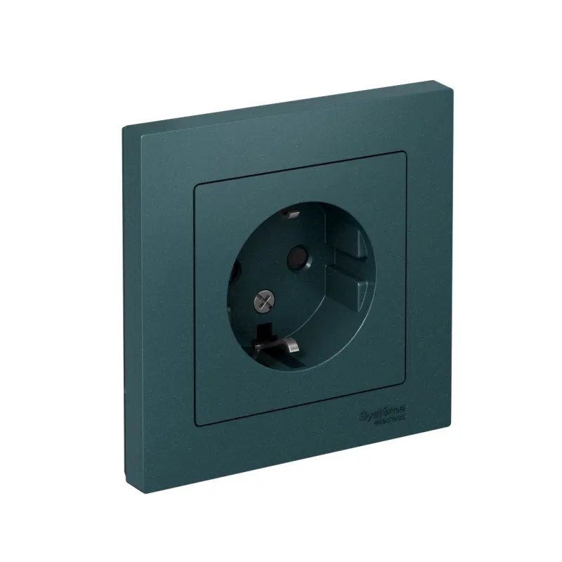 AtlasDesign 1-位插座 16A IP20 带接地保护盖 完整组件 祖母绿 SE ATN000844 Systeme Electric