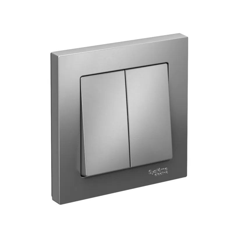 ATLASDESIGN 2-gang SWITCH, sch.5, 10AX, assembly, STEEL