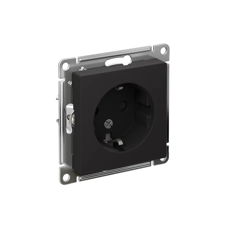Розетка 1-м СП AtlasDesign 16А IP20 с заземл. защ. шторки механизм карбон SE ATN001045 Systeme Electric