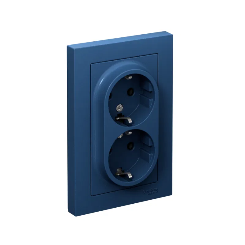 Розетка 2-м. AtlasDesign 16А с заземл. в сборе аквамарин SE ATN001124 Systeme Electric