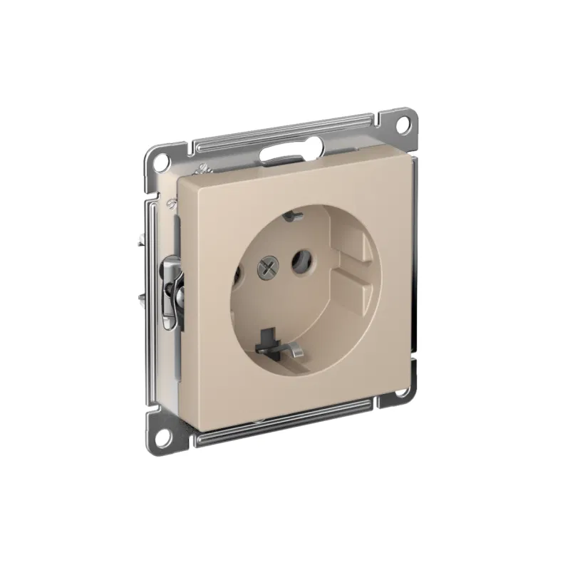 Розетка AtlasDesign 16А с заземл. быстрозажим. клем. механизм песочн. SE ATN001243S Systeme Electric