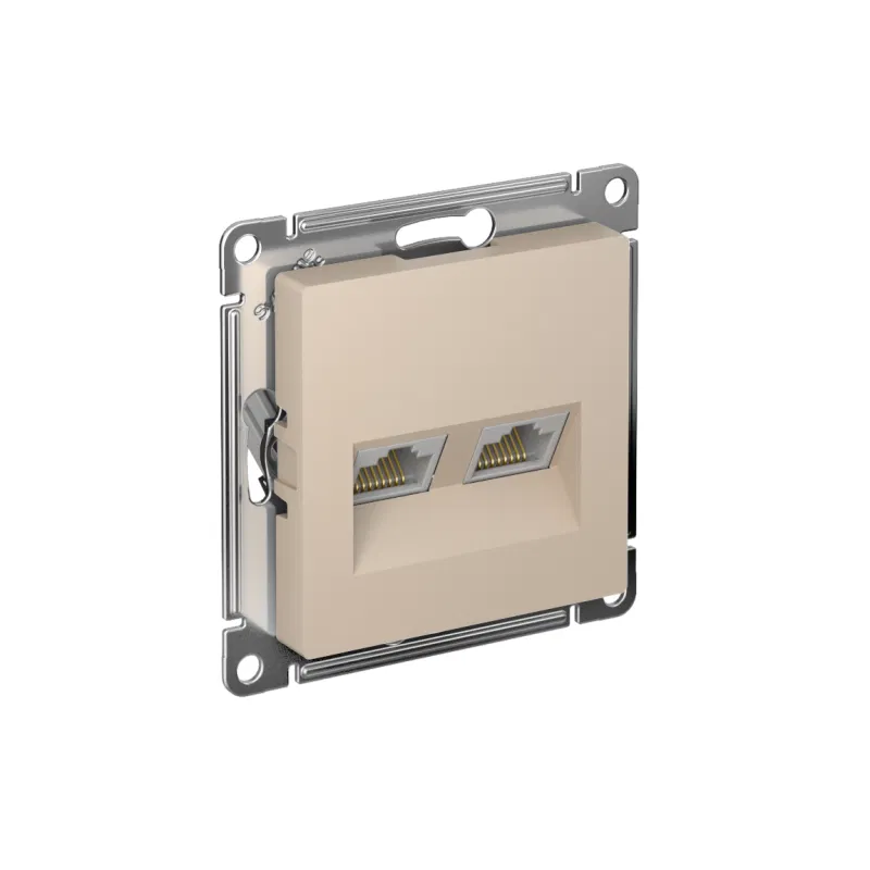 Розетка компьютерная 2-м AtlasDesign RJ45+RJ45 кат.5E механизм песочн. SE ATN001285 Systeme Electric