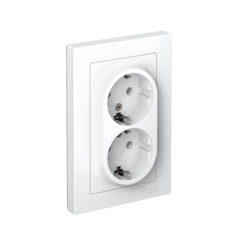 Розетка двойная AtlasDesign с заземл. 16А в сборе лотос SE ATN001324 Systeme Electric