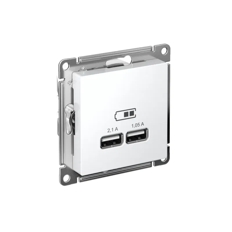 Розетка USB AtlasDesign тип A+A 5В/2.1А 2х5В/1.05А механизм лотос SE ATN001333 Systeme Electric