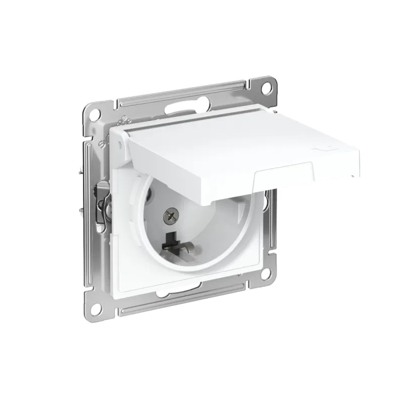 Розетка AtlasDesign 16А IP20 с заземл. защ. шторки с крышкой механизм лотос SE ATN001346 Systeme Electric