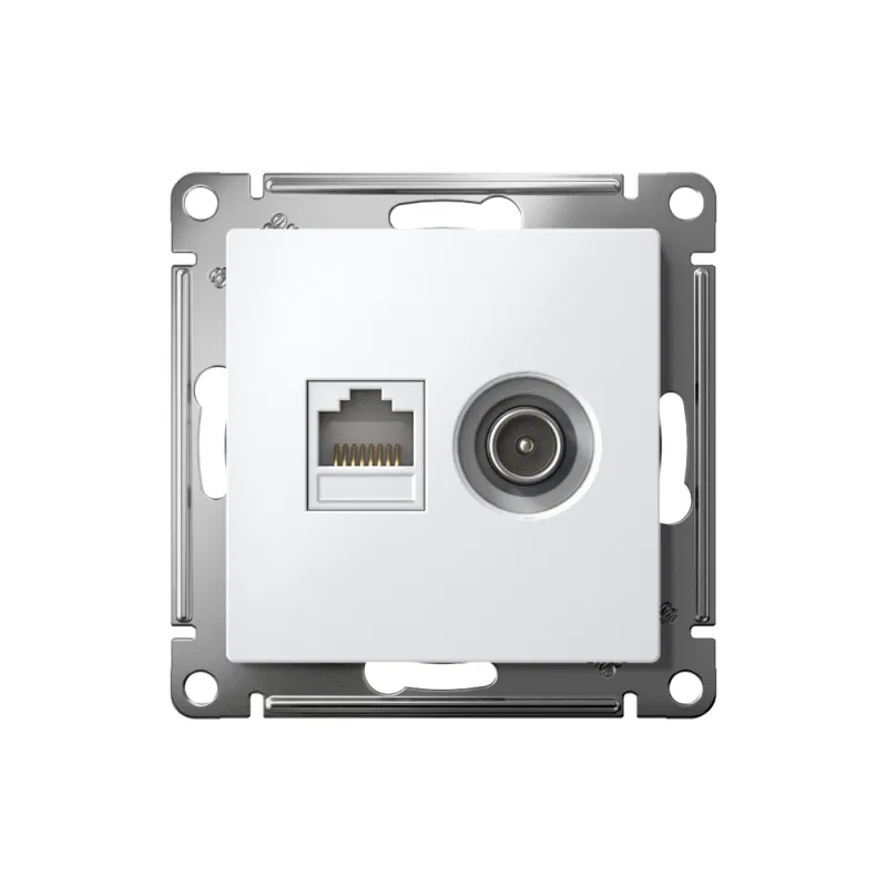 Розетка компьютерная + телевизионная 2-м СП AtlasDesign RJ45 кат.5E + TV механизм лотос SE ATN001389 Systeme Electric