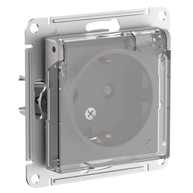 Розетка AtlasDesign Aqua 16А IP44 с заземл. защ. шторки с прозр. крышкой механизм алюм. SE ATN440346 Systeme Electric