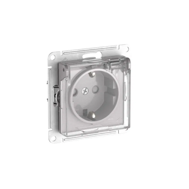 Розетка AtlasDesign Aqua 16А IP44 с заземл. защ. шторки с прозр. крышкой быстрозажим. клем. механизм алюм. SE ATN440346S Systeme Electric