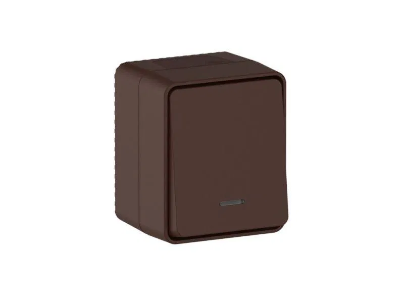 Выключатель 1-кл. ОП AtlasDesign PROFI IP54 10AX с подсветкой корич. SE ATN546013 Systeme Electric