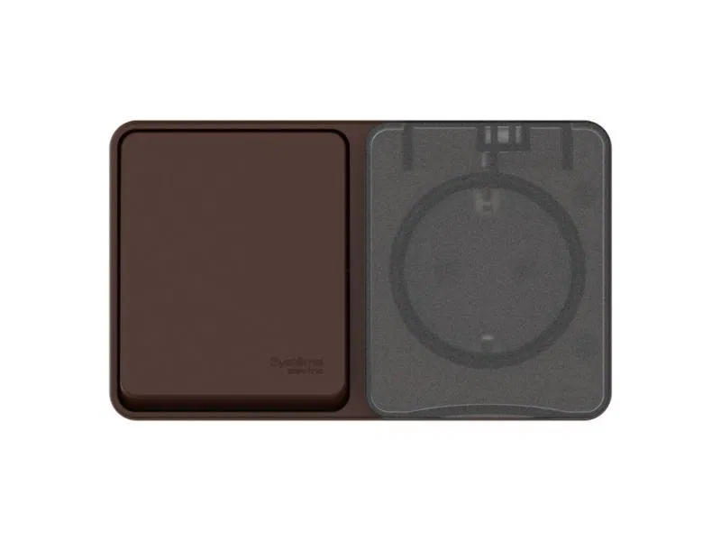 Блок ОП AtlasDesign PROFI IP54 (розетка 1-м 16А заземл. защ. шторки + 1-кл. выключатель 10А) корич. SE ATN546070 Systeme Electric